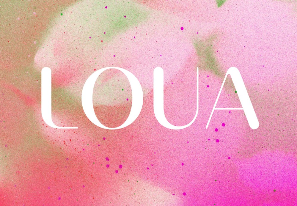 Geboortekaartje felle kleuren met wazige bloemen Loua