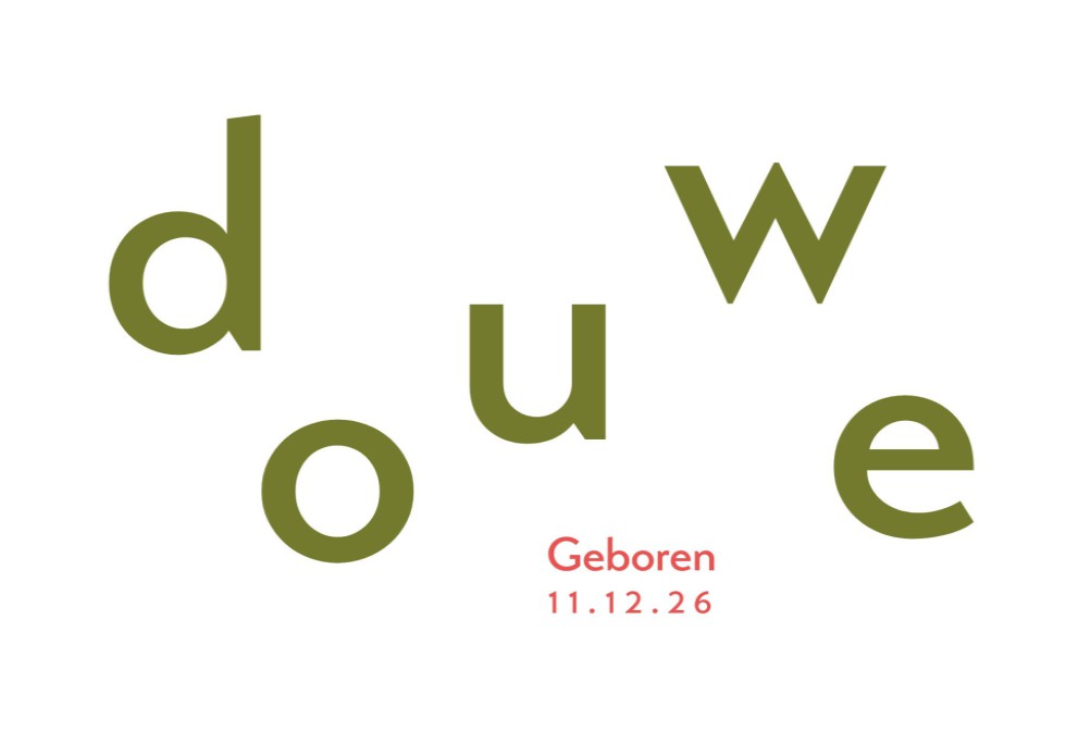 Geboortekaartje handgeschept papier Douwe