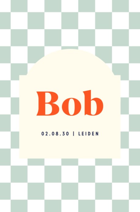 Lief geboortekaartje met blokjes patroon