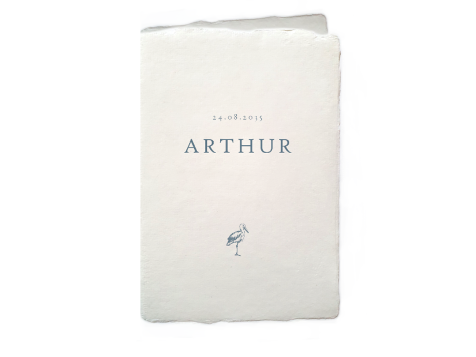 Klassiek geboortekaartje ooievaar Arthur
