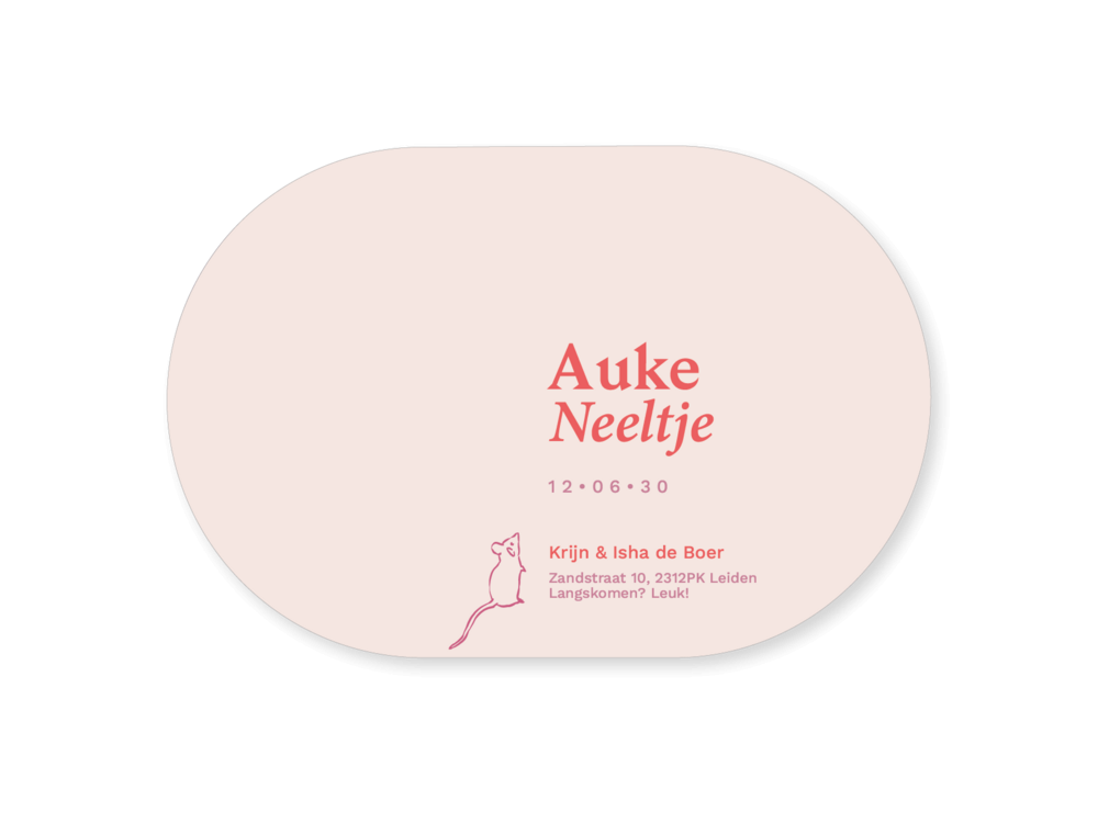 Geboortekaartje vorm ovaal kleurverloop Auke