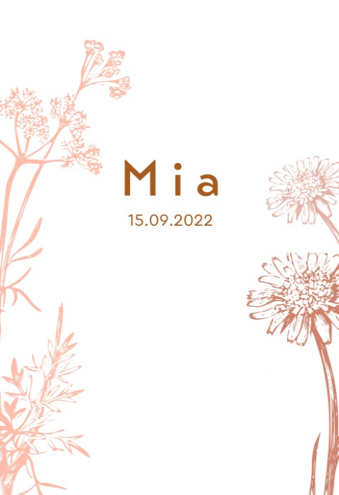 Geboortekaartje bloemen en planten Mia
