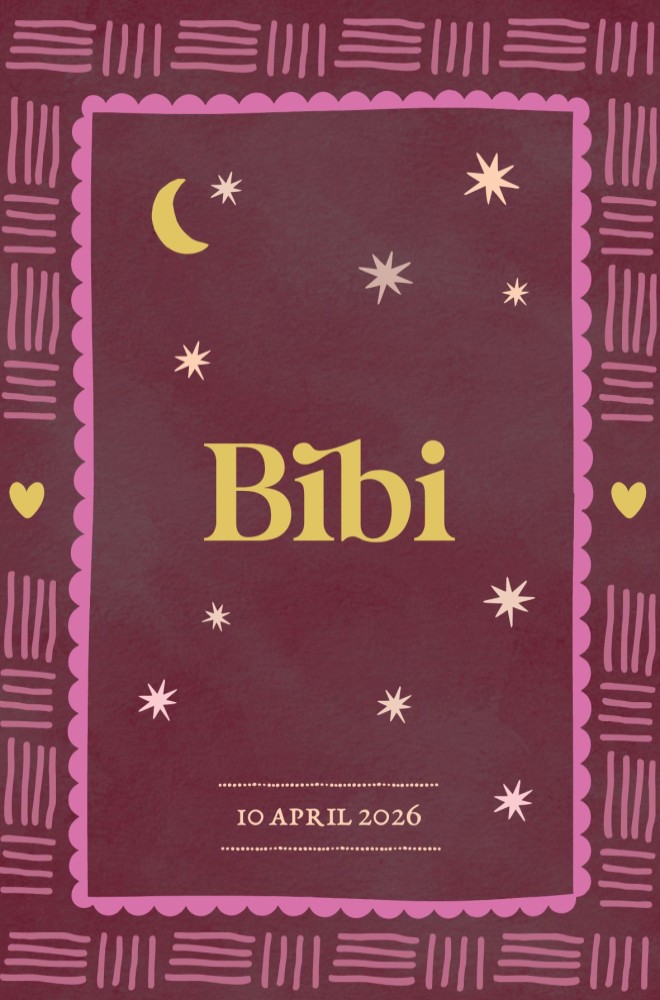 Geboortekaartje eclectic en lijnen Bibi