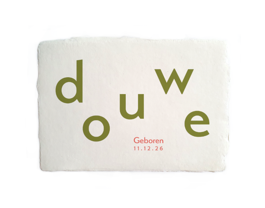 Geboortekaartje handgeschept papier Douwe