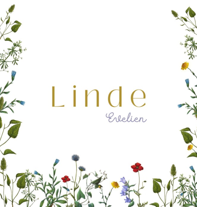 Geboortekaartje met bloemen Linde