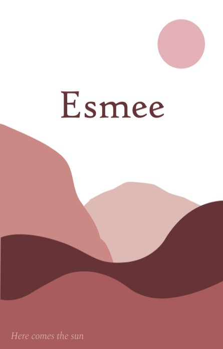 Geboortekaartje met landschap bergen en zon Esmee