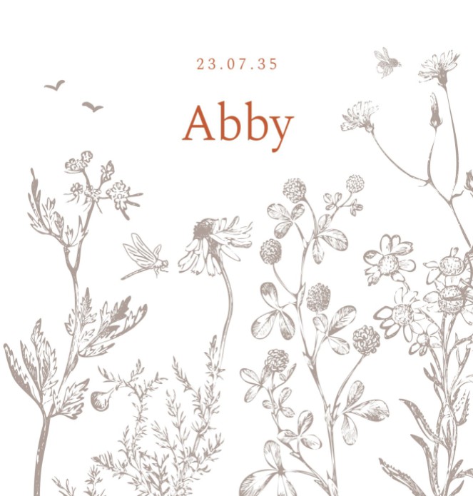 Geboortekaartje met planten en bloemen Abby