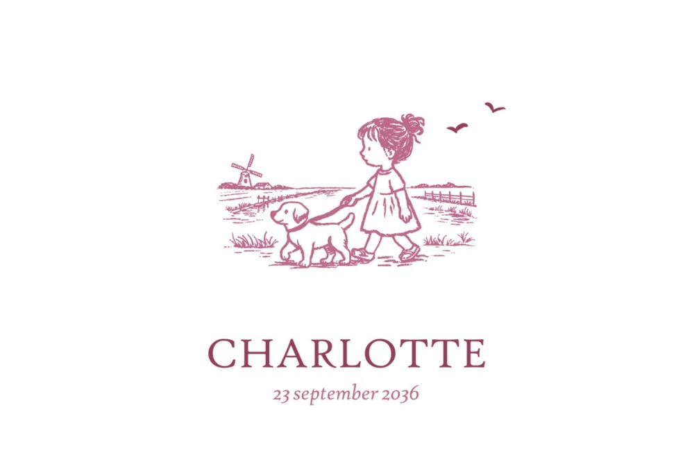 Geboortekaartje Oud Hollands papier Charlotte