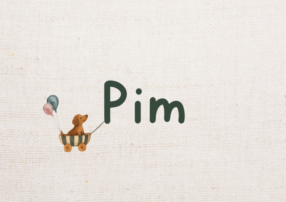 Geboortekaartje Pim linnen look en hondje
