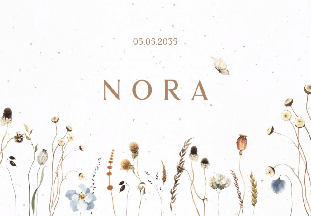 Geboortekaartje veldbloemen Nora
