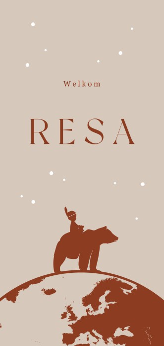 Wereldbol geboortekaartje Resa