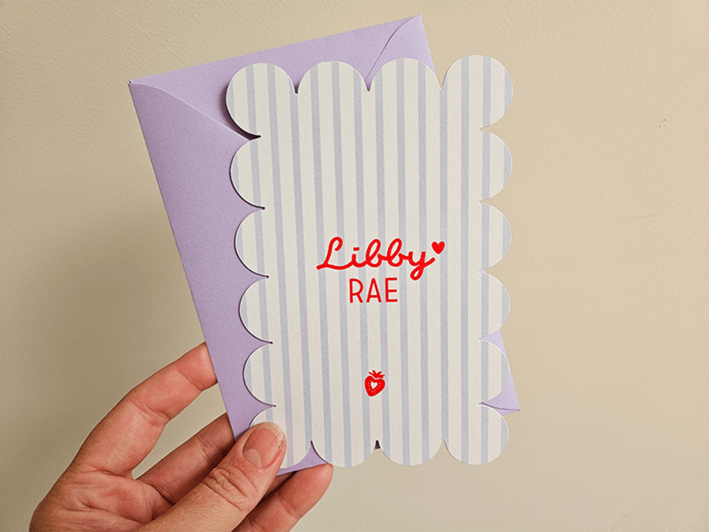 Geboortekaartje meisje kleurrijk strepen aardbei Libby