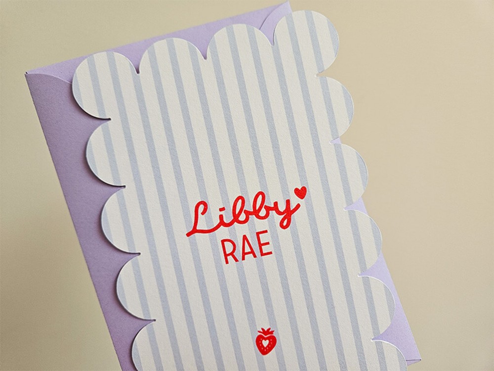 Geboortekaartje meisje kleurrijk strepen aardbei Libby