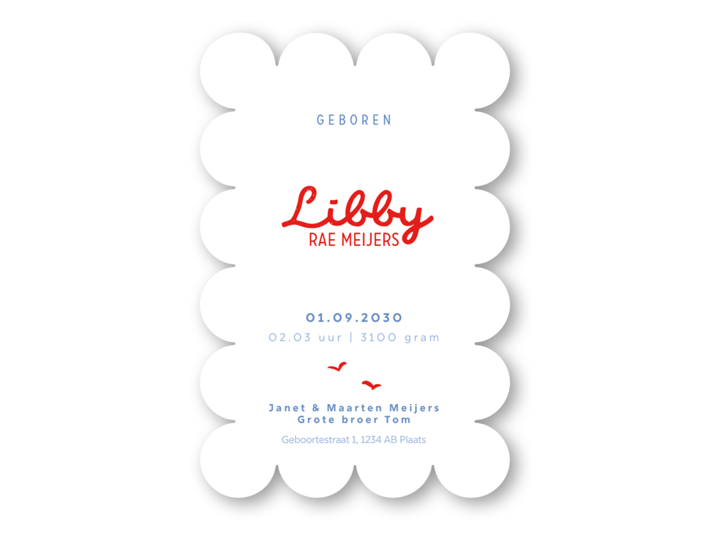 Geboortekaartje meisje strepen hartje Libby