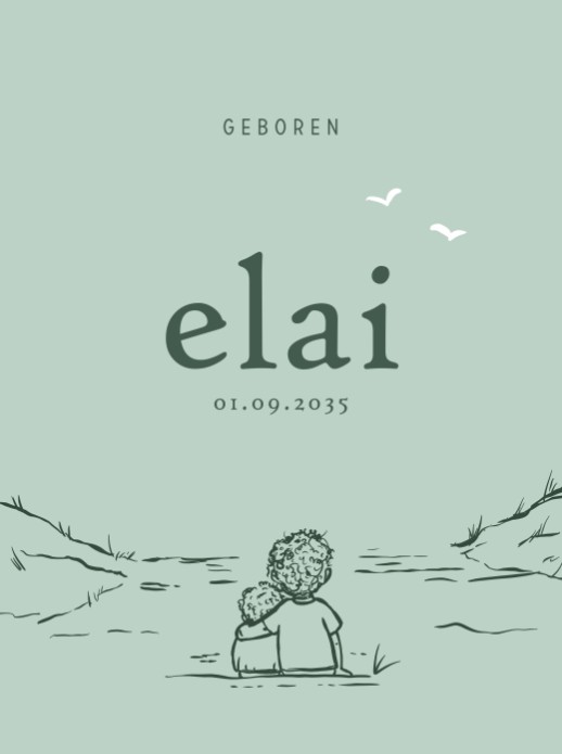 Geboorteposter lijntekening broer (30x40)