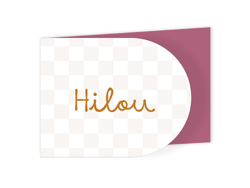 Vrolijk gekleurd geboortekaartje Hilou met boogvorm