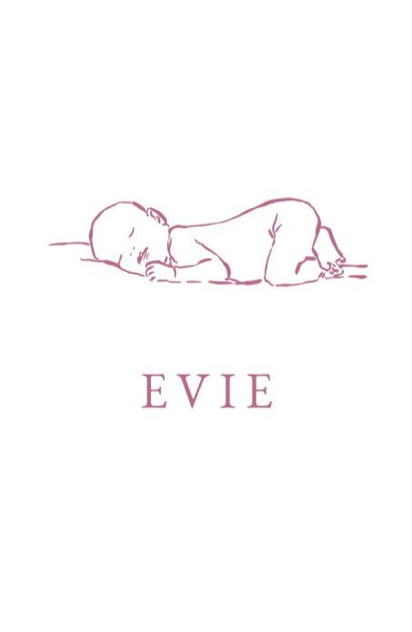 Klassiek geboortekaartje met lijntekening Evie