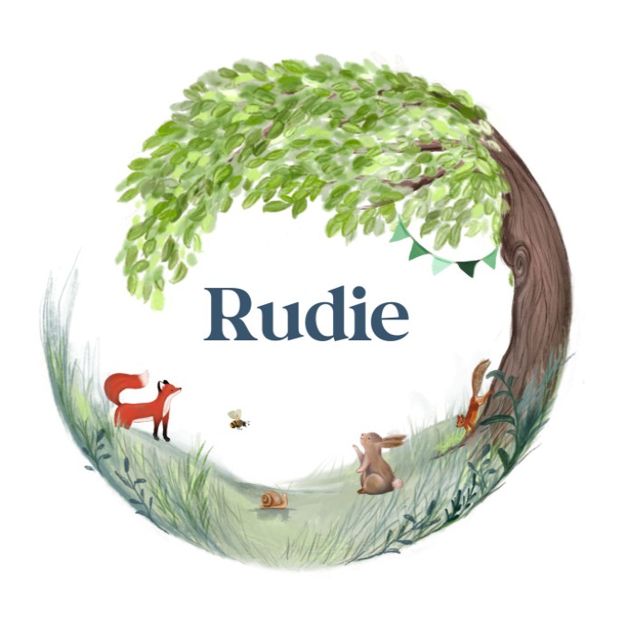 Geboortekaartje vos konijn boom bloemen Rudie