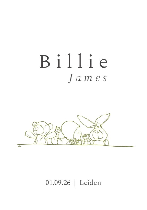Lief geboortekaartje handgeschept papier Billie
