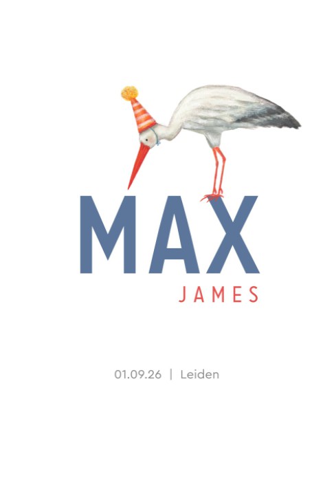 Lief geboortekaartje handgeschept papier Max