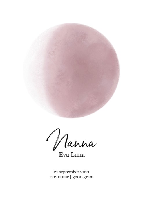 Poster met maanstand oudroze (21x30)