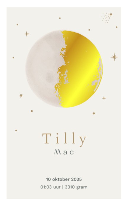Maanstand geboortekaartje Tilly