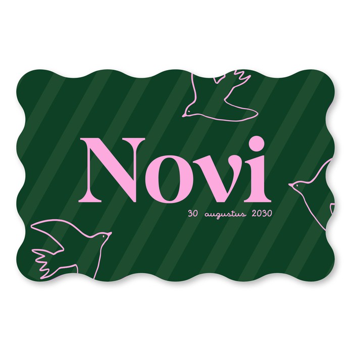 Kleurrijk en modern golf wave geboortekaartje Novi