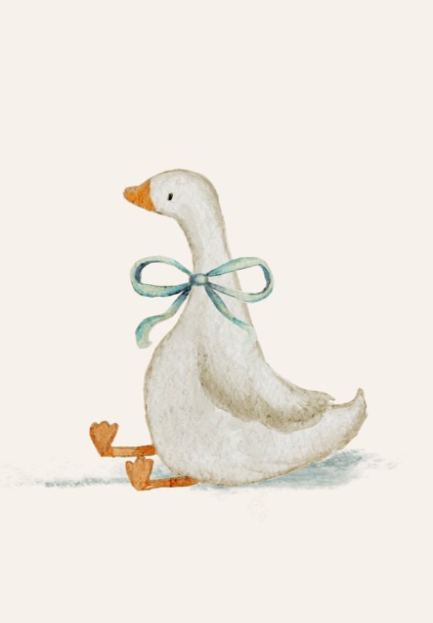 Poster met handgetekend gansje 21x30 cm – illustratieve kinderkamerposter