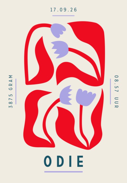 Poster met organische vormen en bloemen