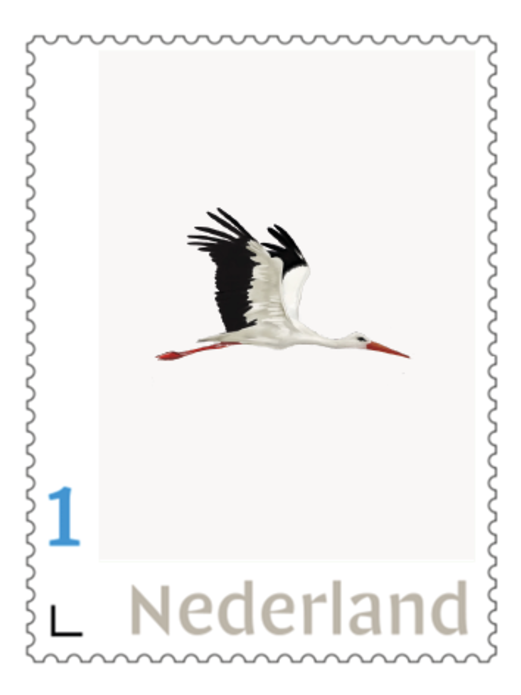 Postzegel bestand ooievaar