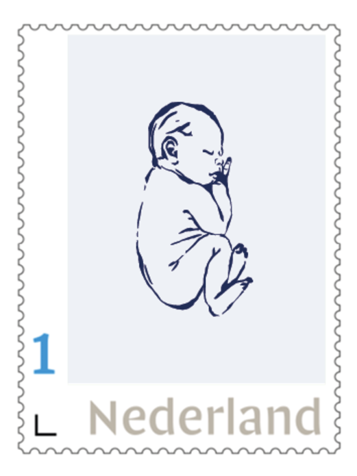 Postzegel bestand baby lijntekening