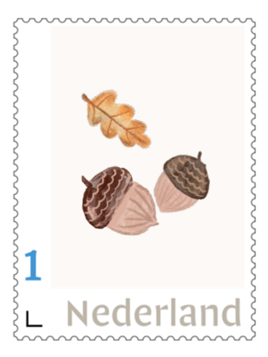 Postzegel bestand eikeltjes