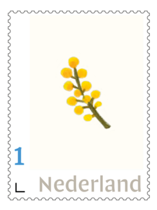 Postzegel bestand takje met besjes