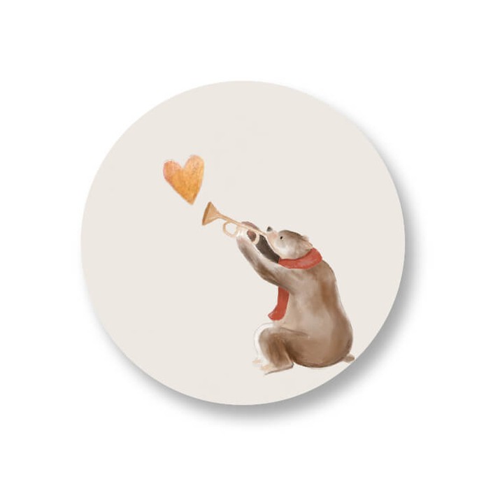 Sticker met beer sjaal en trompet