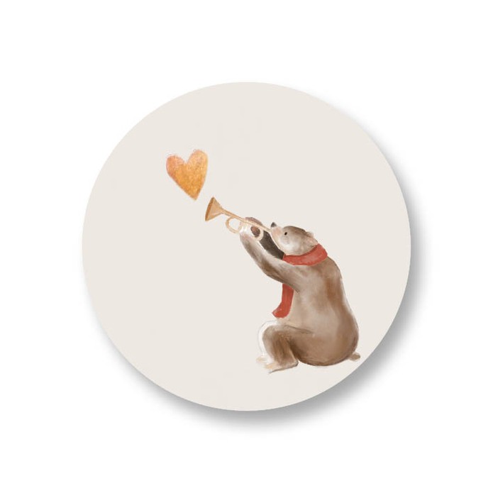 Sticker met beer sjaal en trompet