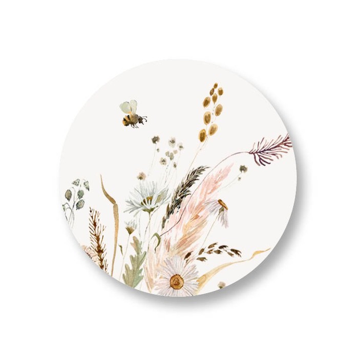 Sticker Boho geboortekaartje met bloemen