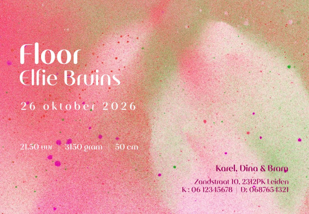 Stoer en kleurrijk geboortekaartje Floor achterzijde