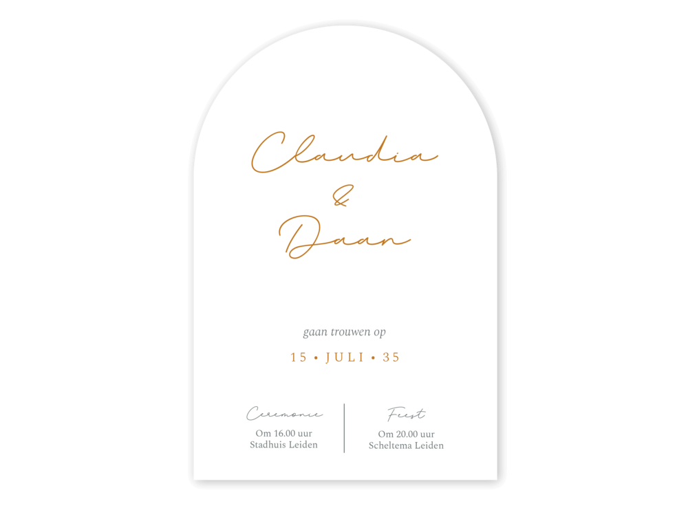 Boogvorm trouwkaart Daan en Claudia